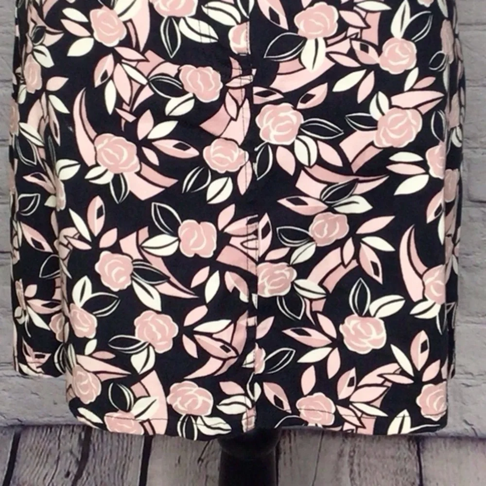 Ann Taylor LOFT Petites Stretch Twill Black & Blush Pink Mini Skirt 8P